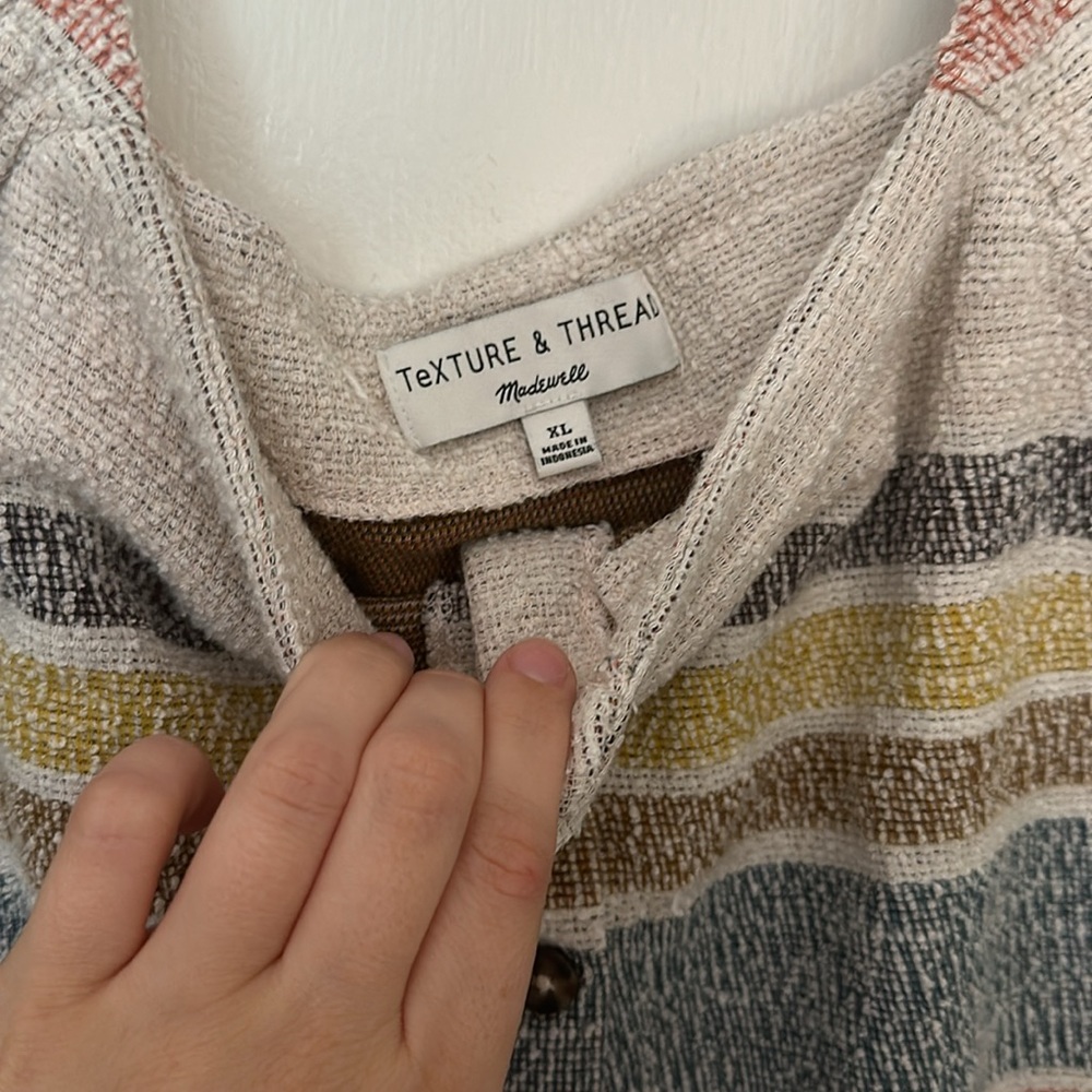 Madewell Texture and Thread flutter sleeve Striped Top XL - Picture 4 of 5